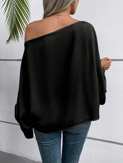 Off Shoulder Satin Blouse