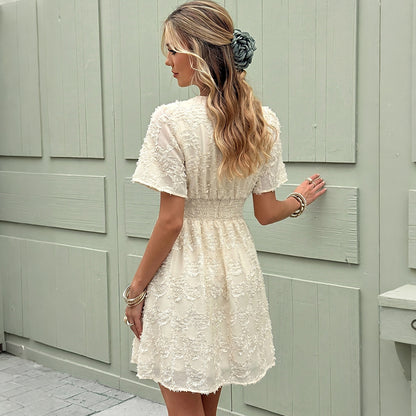 Noir Solid Color Jacquard Dress