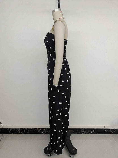 Sleeveless Tube Top Polka Dot Jumpsuit