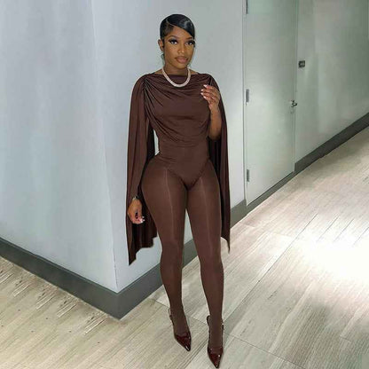 Solid Color Casual Slim Fitting Patchwork Jumpsuit