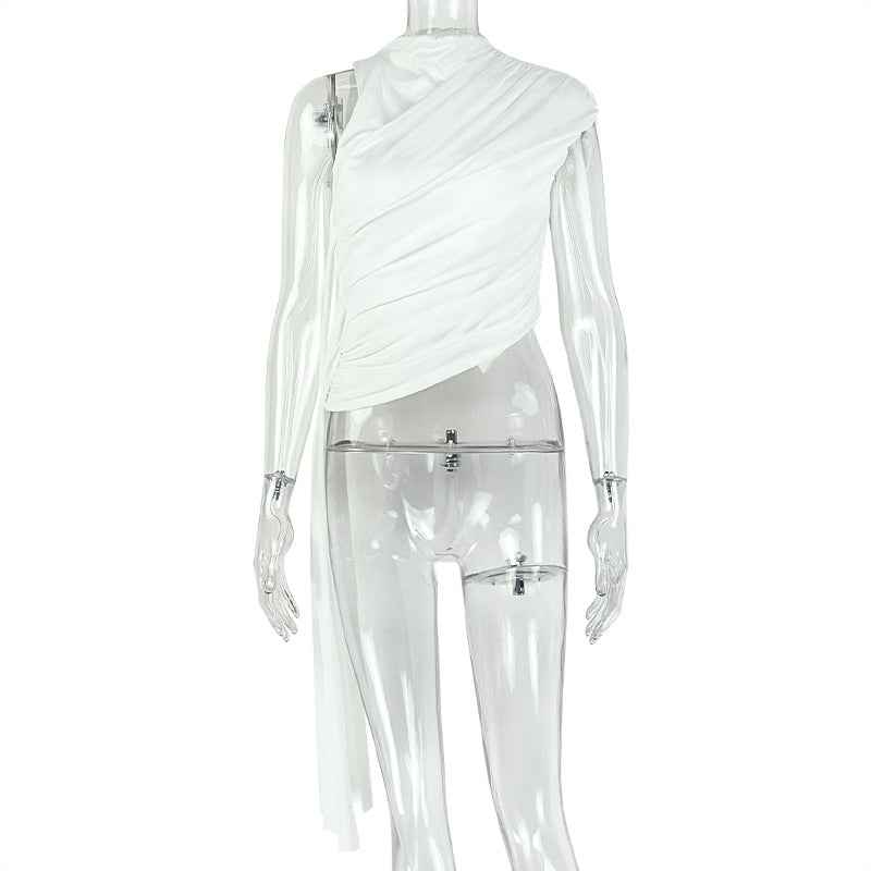 Asymmetric T - Shirt Casual Blouse MUNSIEUR New Arrivals