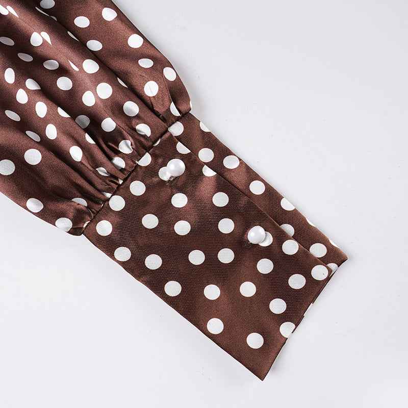 Elegance Polka Dot Cutout out Long Sleeve Blouse