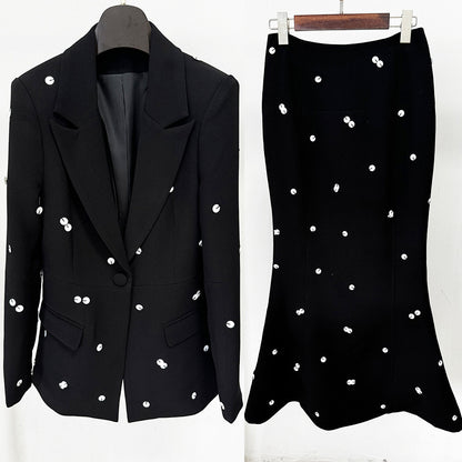 Women's Fashionable Sequins Jacket + Skirt Set - Munsieur