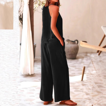 Summer Sleeveless Jumpsuit Two Piece Set