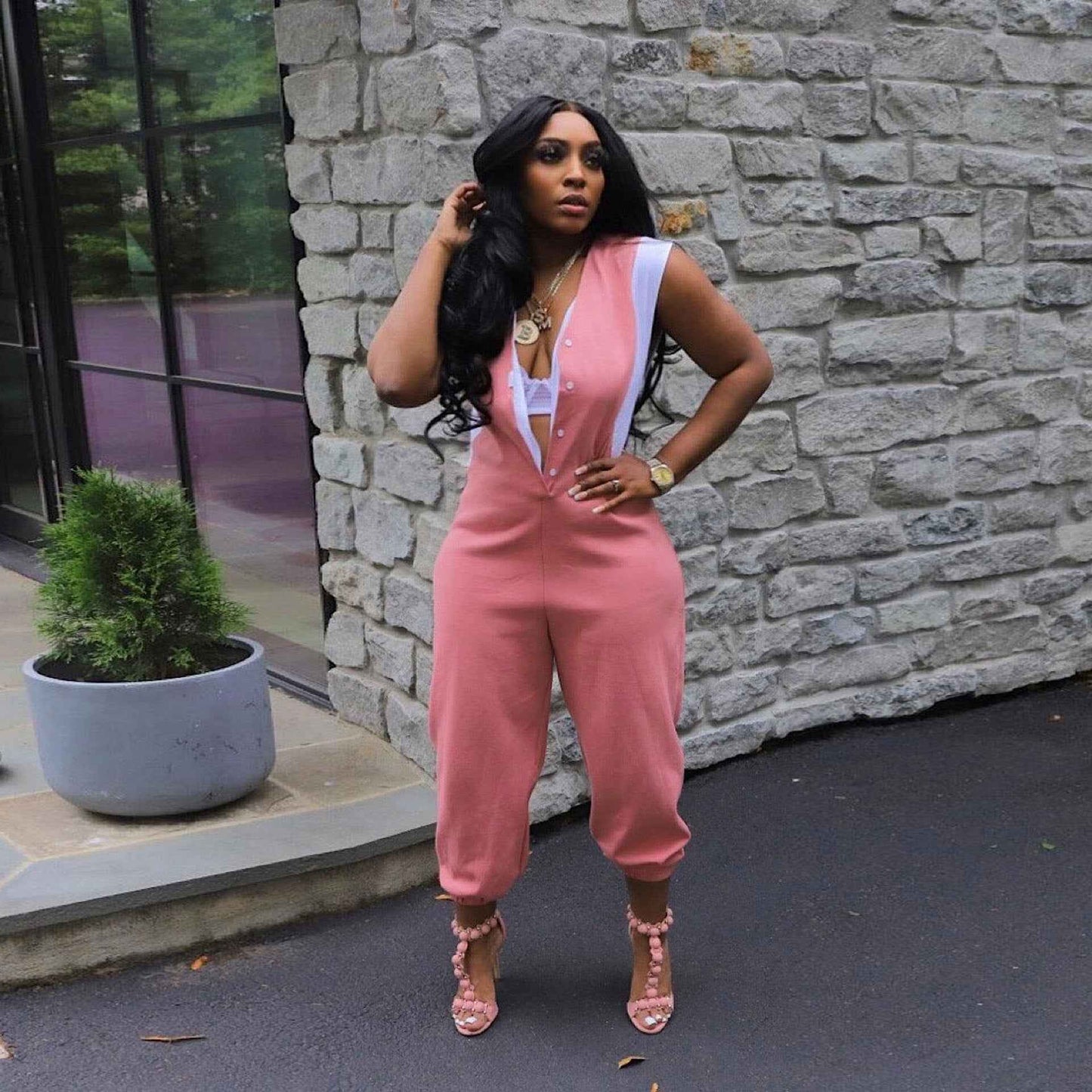 Sexy Slim Fit Solid Color Jumpsuit