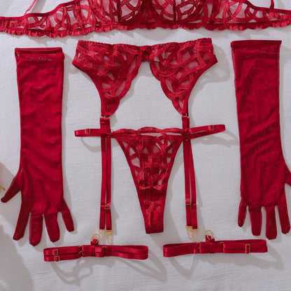 Embroidery See through Slim Fit Adjustable Lingerie