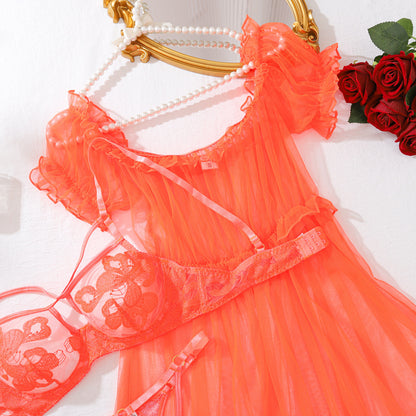 Mesh Lingerie See through Three Piece Set