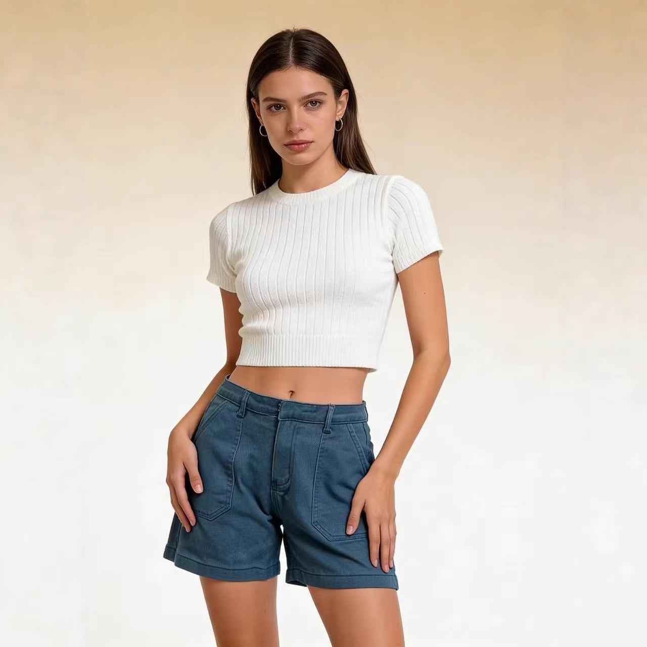 Women's Elastic Slim Retro Denim Bottoms
