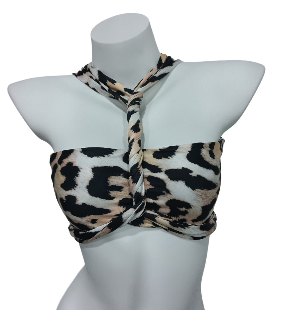 Leopard Print Halter T-shirt