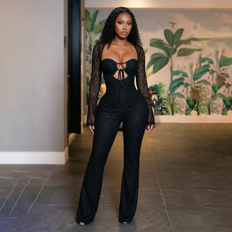 Women Drop Lace Cutout Drawstring Jumpsuit for Women New Arrivals