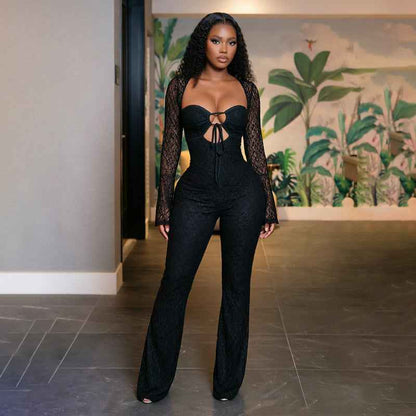 Women Drop Lace Cutout Drawstring Jumpsuit for Women New Arrivals