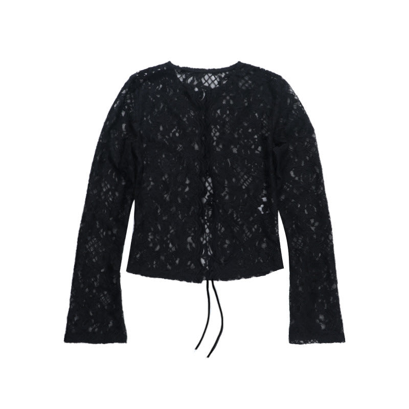 Lace up Sexy Long Sleeved Blouse