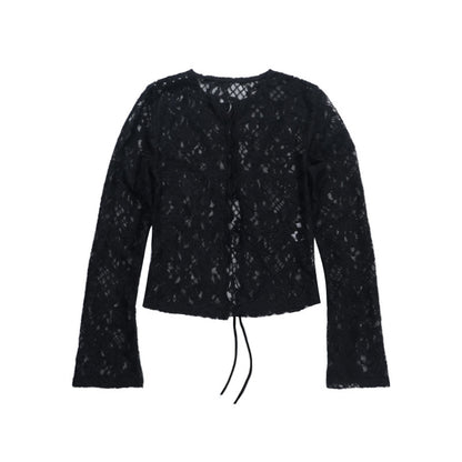 Lace up Sexy Long Sleeved Blouse