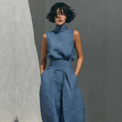 Elegant Women Simple Cotton Linen Jumpsuit