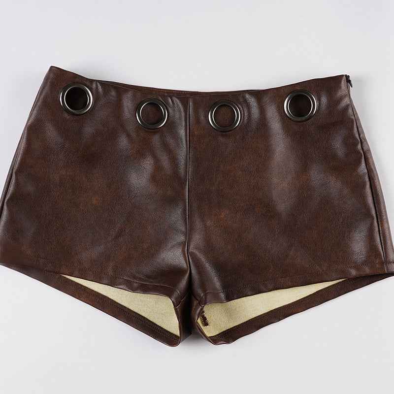Retro Leather High Waist Bottoms