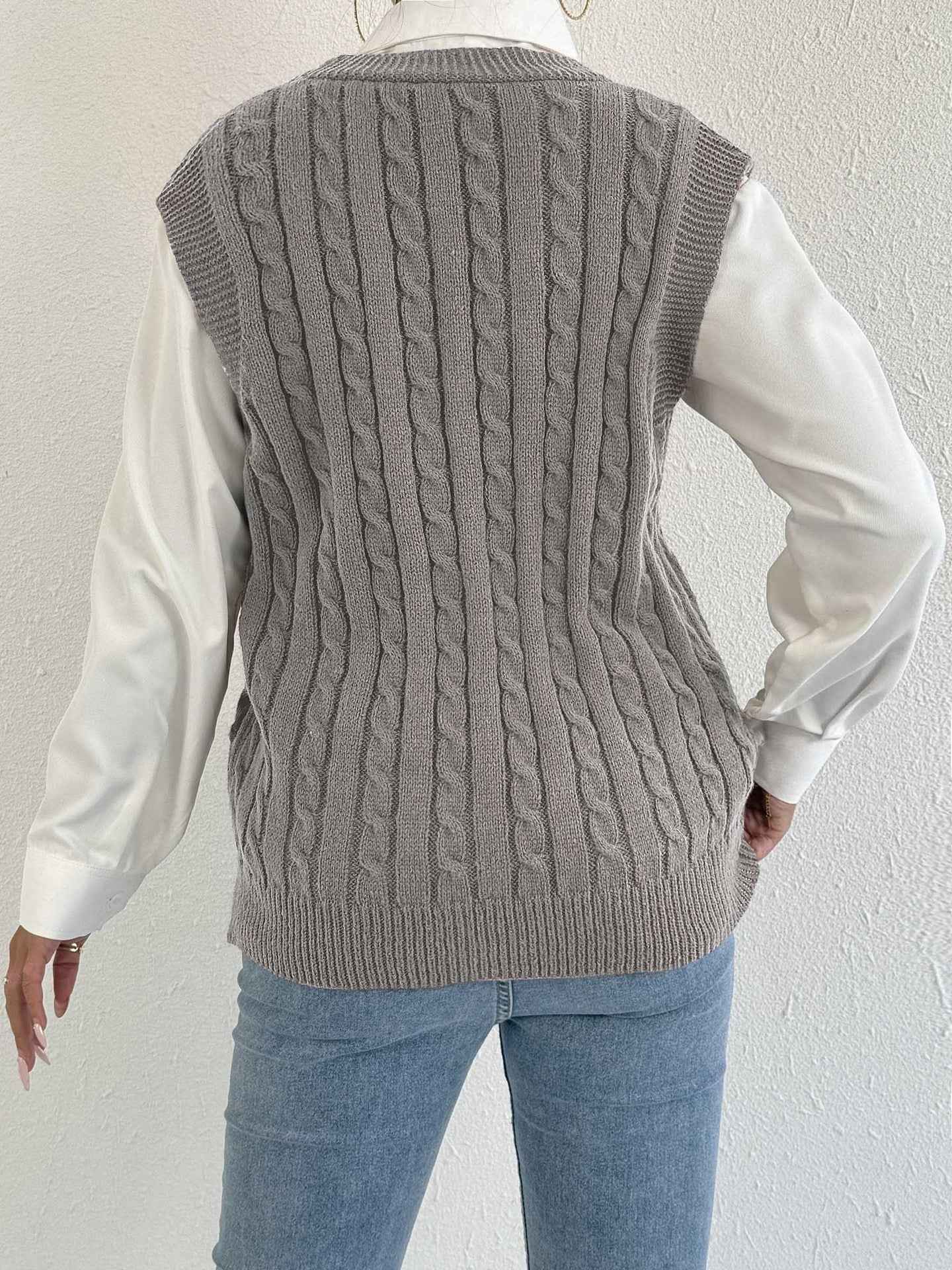 Sweater Vest Twist Woven Three Dimensional Floral Stitching (Small Only)