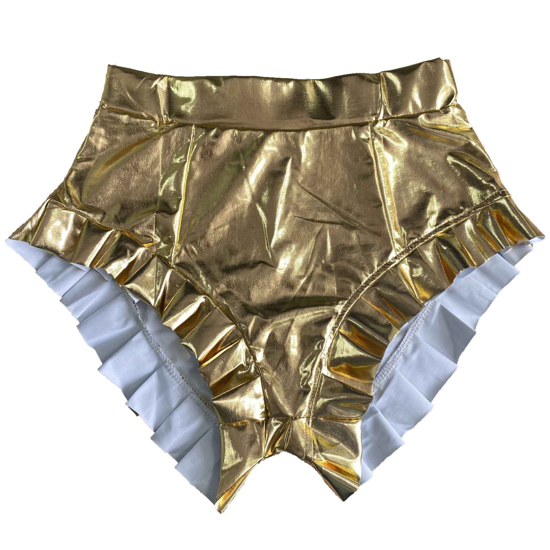 Pleated Ruffled Glossy Bottoms for Women