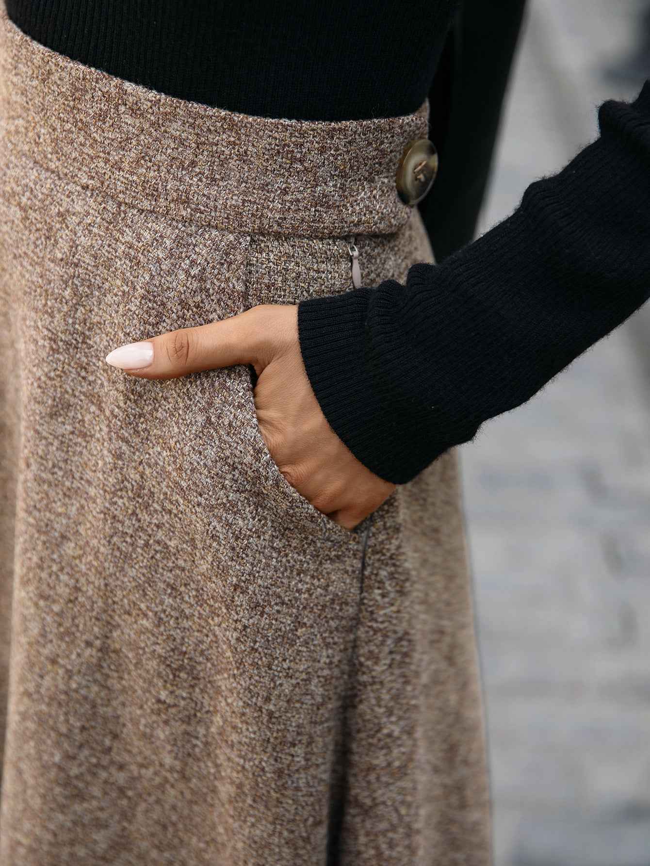 Woolen A line Drape Skirt