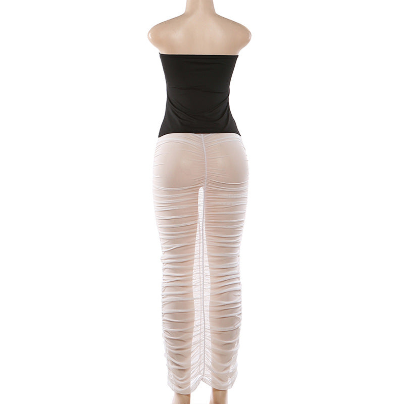 Set Skirt Berlubang Atasan Tiub