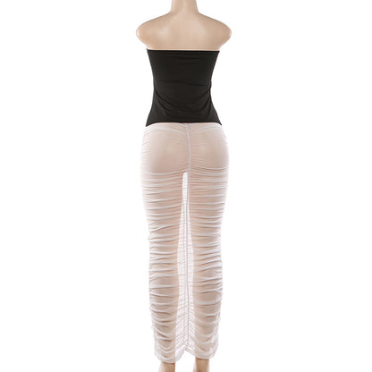 Set Skirt Berlubang Atasan Tiub