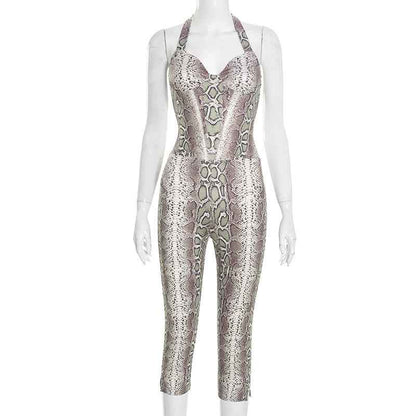 Snake Print Sling Slim Fit Jumpsuit