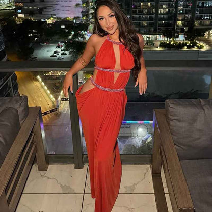 Backless Maxi Dress Lace up Halter MUNSIEUR New Arrivals