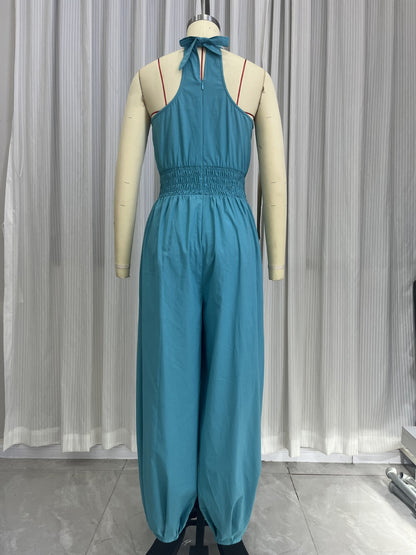 MUNSIEUR Autumn Casual Sleeveless Halter Bloomer Jumpsuit New Arrivals