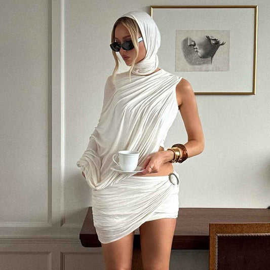 Slim Fit Hip Wrapped Skirt Set