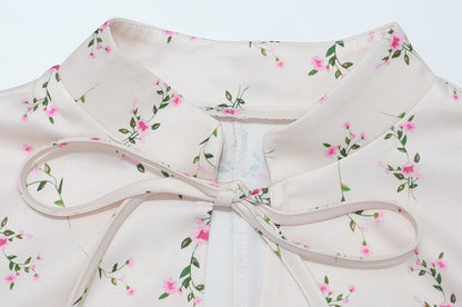 Elegant Long Sleeve Floral Mid Length Skirt Set