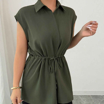 Solid Color Polo Collar Women's T-shirt