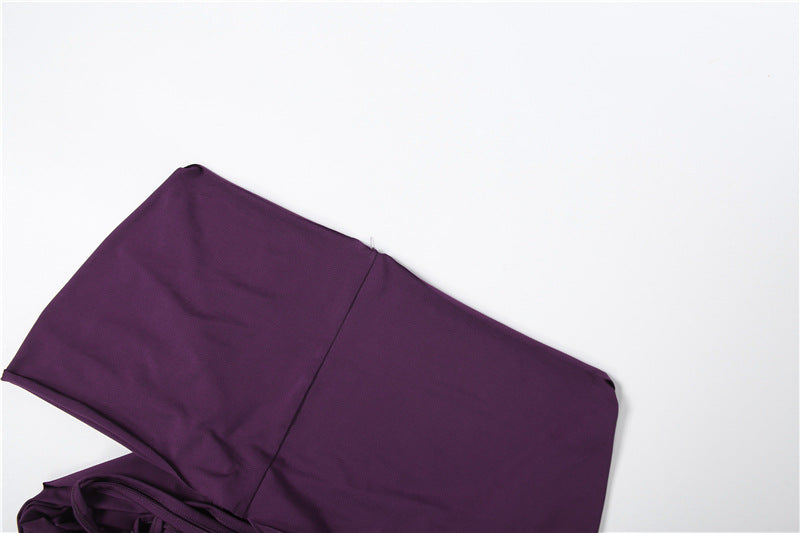 Low Cut Solid Color Irregular Asymmetric Skirt Set MUNSIEUR New Arrivals