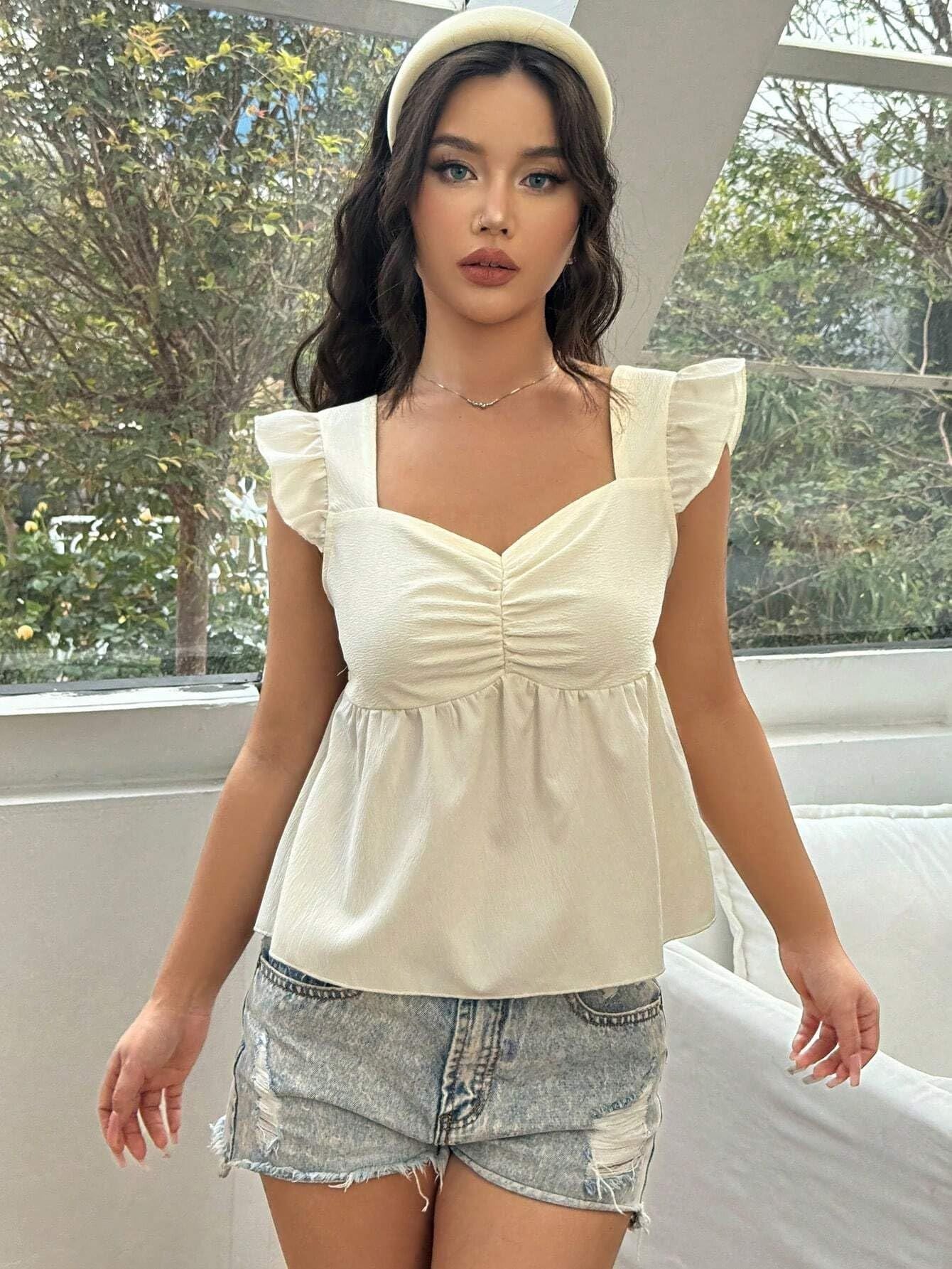 Ruffled Flounced Sleeve Blouse