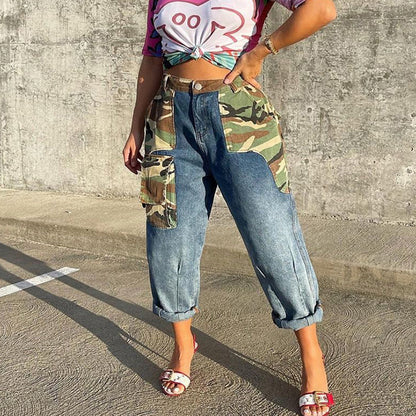 Trendy Denim Camouflage Jeans (Small Only)