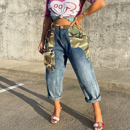 Trendy Denim Camouflage Jeans (Small Only)