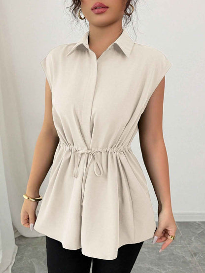 Solid Color Polo Collar Women's T-shirt