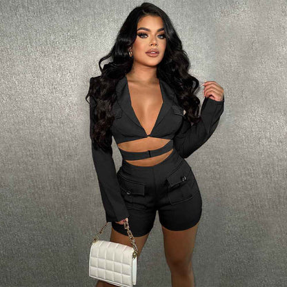 Deep V Plunge Solid Color Romper