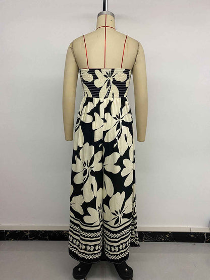 Floral Print Backless Jumpsuit Women
