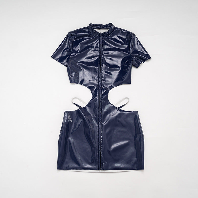 Faux Leather Zipper Dress New Arrivals MUNSIEUR