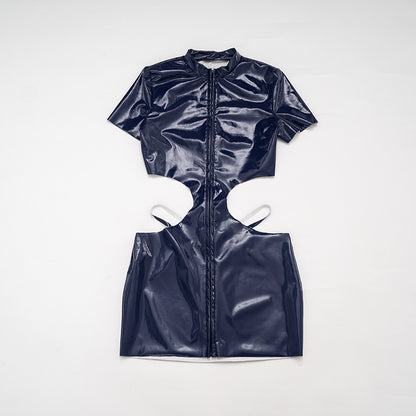 Faux Leather Zipper Dress New Arrivals MUNSIEUR