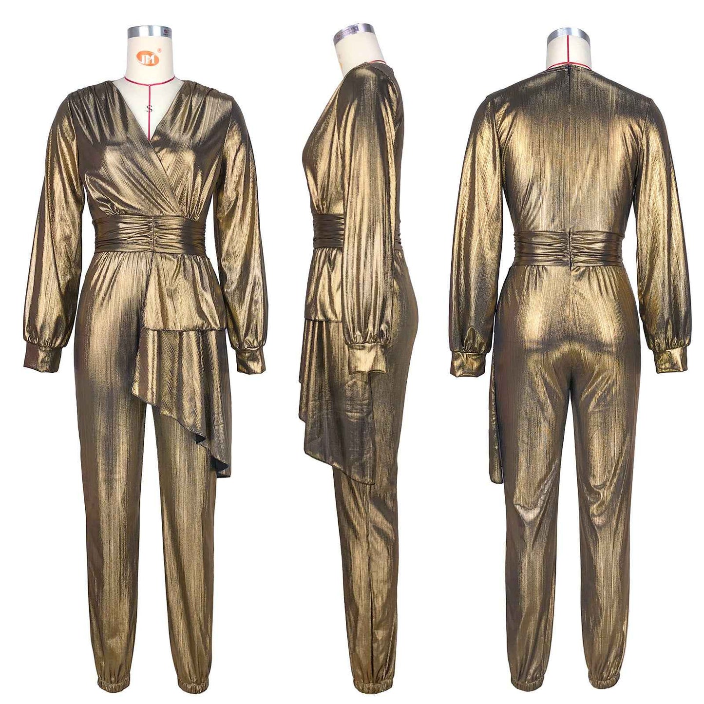 Sunken Stripe Pleated Jumpsuit