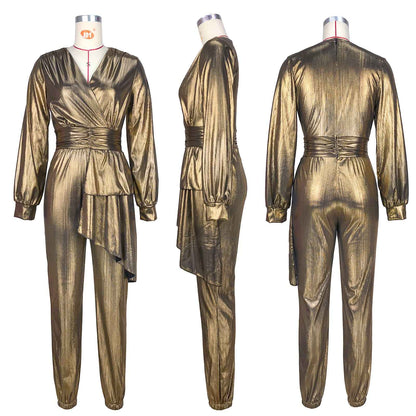 Sunken Stripe Pleated Jumpsuit