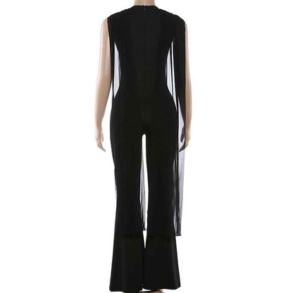 Elegant round Collar Gauze Ribbon Jumpsuit