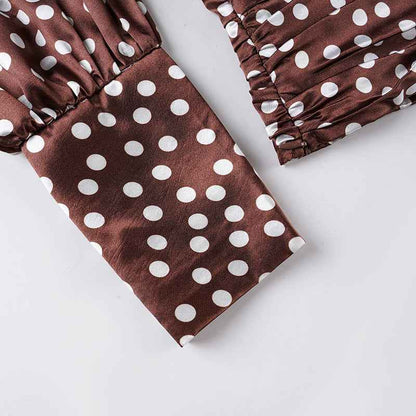Elegance Polka Dot Cutout out Long Sleeve Blouse