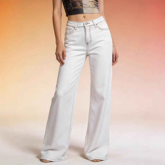 Straight cut Low Waist Loose Fitting Women's Jeans