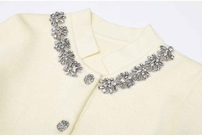 Spring Autumn Rhinestone Knitted All Matching Women Cardigan Sweater