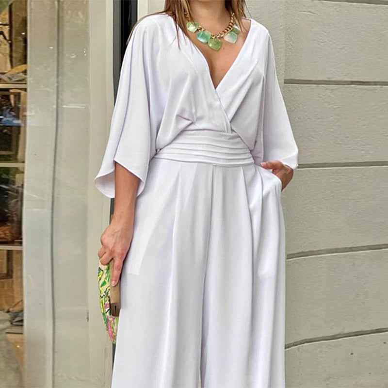 Casual V Neck Jumpsuit