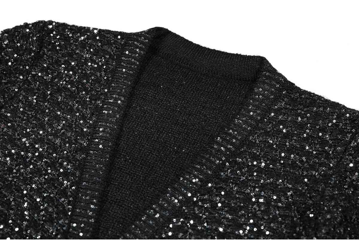 High Quality Sequined Knit Long Sleeve Cardigan Sweater