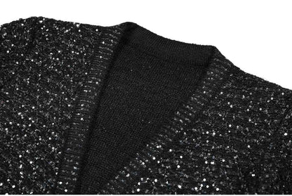 High Quality Sequined Knit Long Sleeve Cardigan Sweater