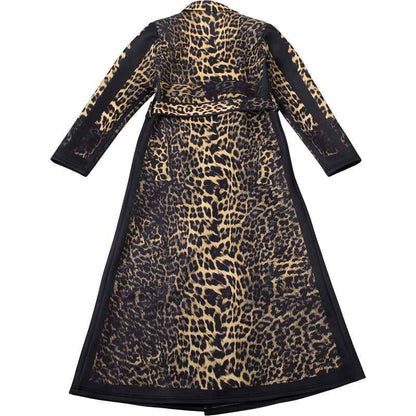 Leopard Pattern print Casual Bandage Trench Jacket