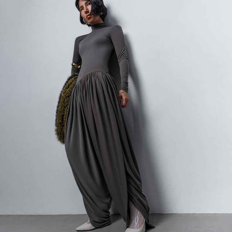 Summer Slim Fitting Solid Color Long Sleeve Jumpsuit for Women